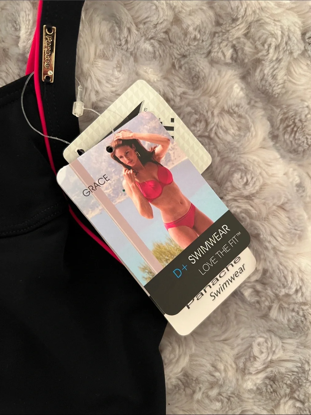 Panache Grace Black Underwire Tankini Swim Top Size 30H NWT